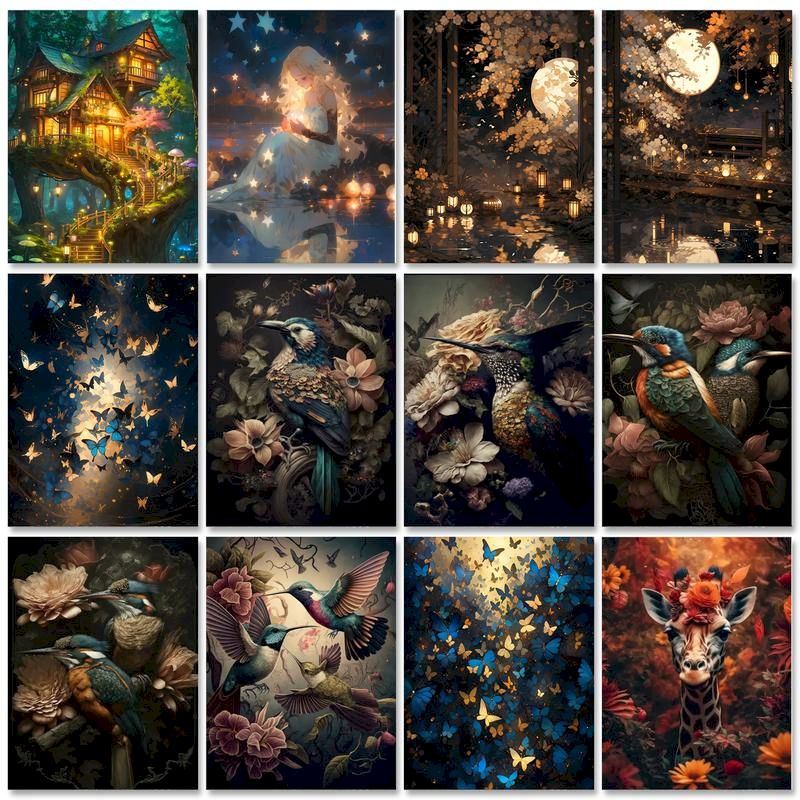 Art Craft Picture - GATYZTORY 大人のための数字による油絵動物描画画像ペイント大人のための数字 Diy 工芸品ホームアート装飾