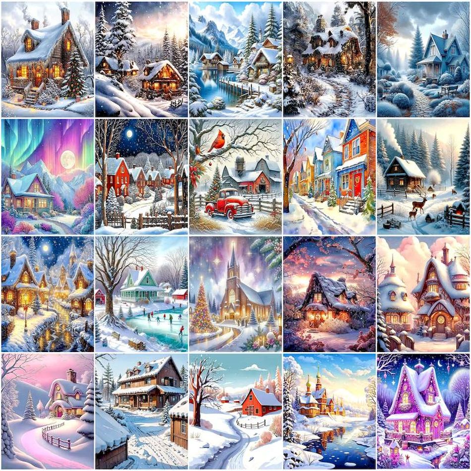 Art Craft Picture - GATYZTORY 数字で描く絵画 大人向け数字で描く塗り絵 雪景色 風景画 アートクラフト