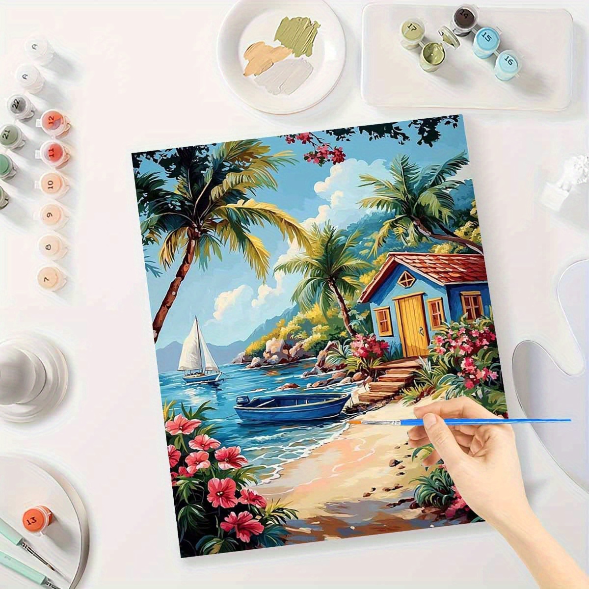 Art Craft Number - 大人向けペイント・バイ・ナンバーズキット 初心者向け 40X50CM 美しい島 DIY キャンバス絵画