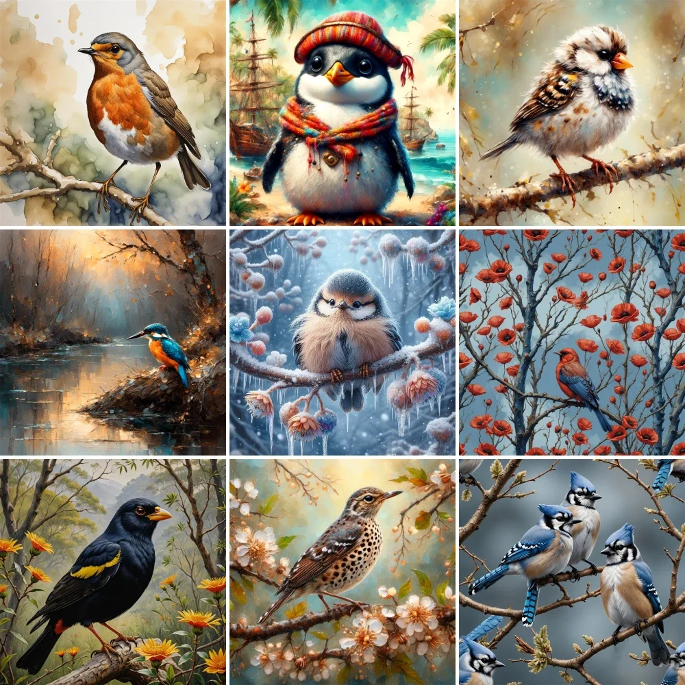 Art Craft Ideas For Adults - 鳥 ペンギン シジュウカラ ペイントナンバー 絵画 大人向けの芸術と工芸品