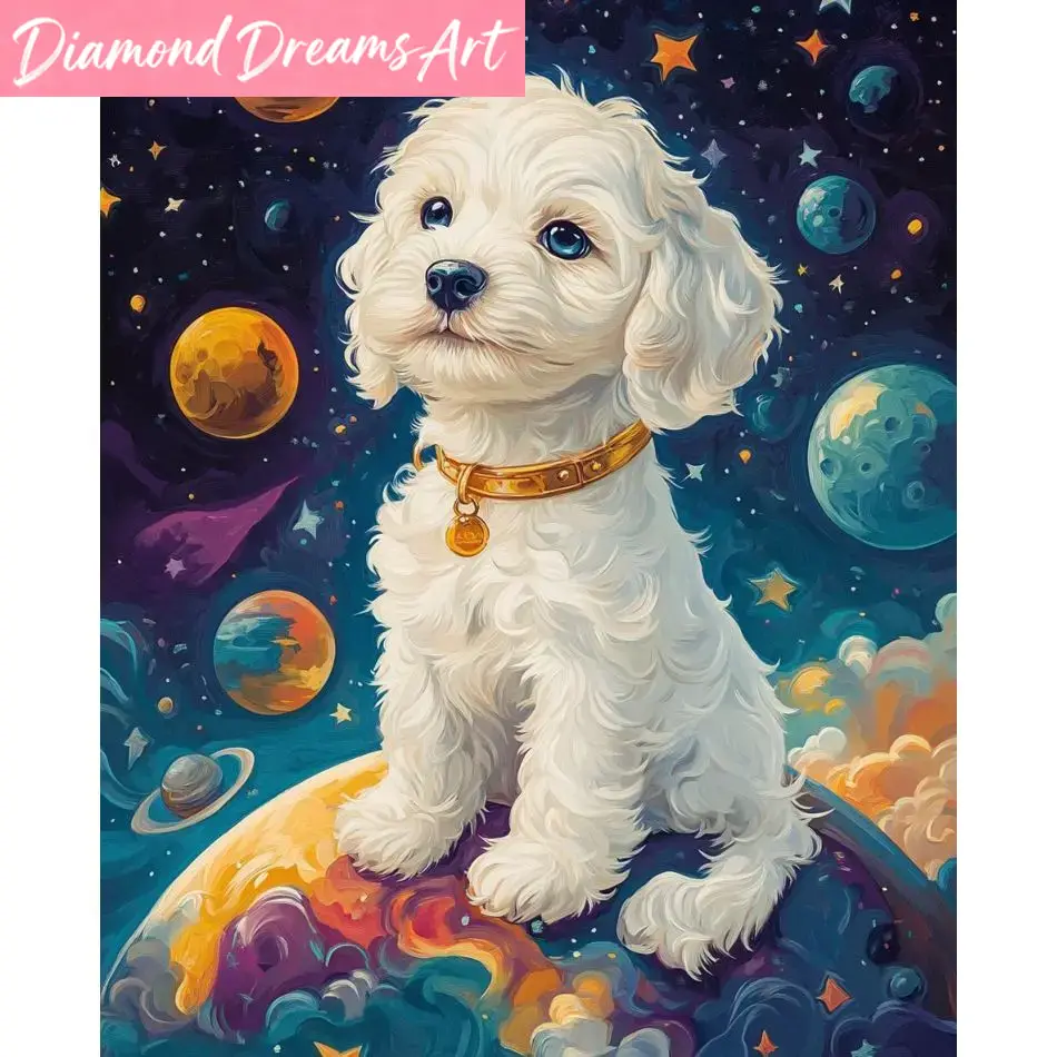Art Craft Ideas For Adults - フレームレス、犬の5Dダイヤモンドペインティング、大人向けクラフトDIYアイデア、動物のフルラウンドダイヤモンドアートキット、家の装飾ギフト、DIY製作キット