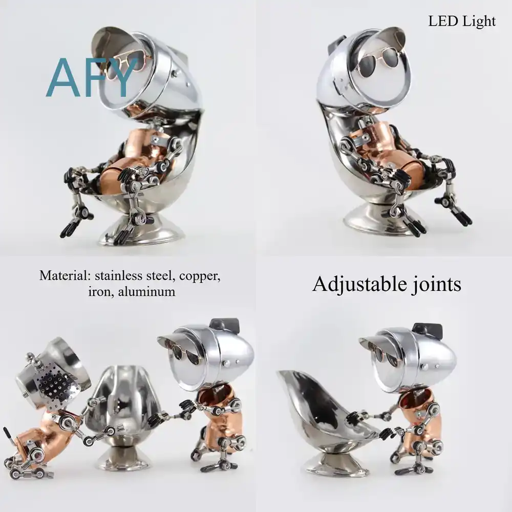 Art Craft Robot - メタルパンクロボット雰囲気ランプデスクトップ装飾用インダストリアルスタイルロボットフィギュアテーブルアートギフト装飾工芸品