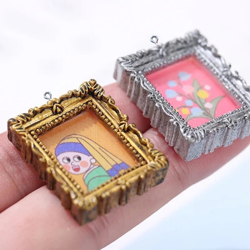 Art Craft Items - 10 個フラットバックカボションヴィンテージ樹脂フォトフレームチャームペンダント DIY 用品手作りイヤリングブレスレットネックレスジュエリー用