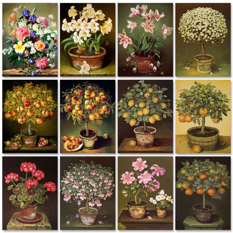 Art Craft Number - GATYZTORY 数字による古典的な絵画花大人のための数字による着色キャンバス絵画 Diy 工芸品壁アート Pictrue ペイント