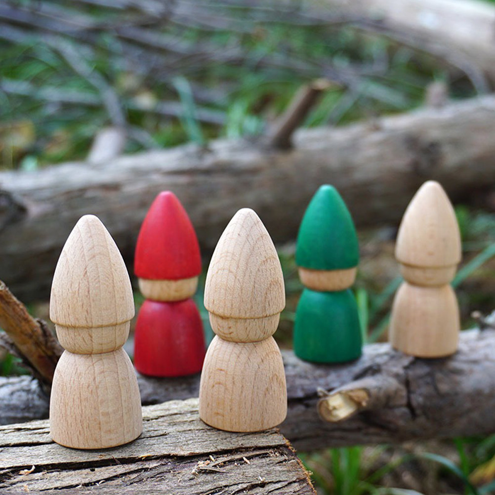 Art Y Craft - 6個入り木製ペグフィギュア 無塗装 DIY グラフィティアート用品 子供向け 安全で滑らかなクラフトキット