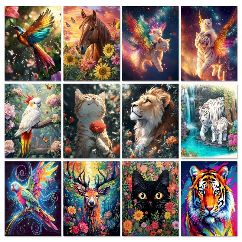 Art Craft Ideas For Adults - GATYZTORY 大人用数字で描く絵画 クラフトキット 森の動物 手芸アート 数字で描く絵画