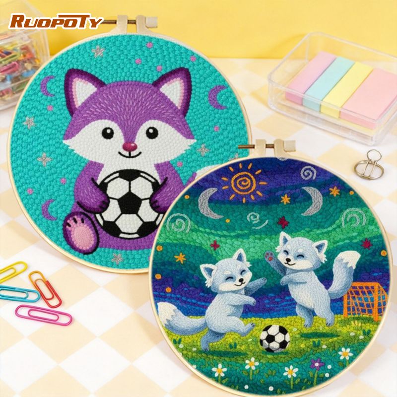 Art Craft Ideas With Paper - RUOPOTY ハリネズミフットボールパンチニードルキット手作りDIYアイデア動物完全パンチニードルキット画材DIYクラフト
