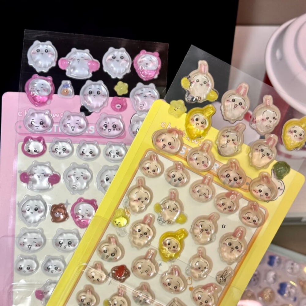 Art Craft Journal - かわいいちいかわ3DクリスタルエンボスステッカーDIYデコレーションデカール学生ジャーナルスクラップブックアートクラフトオーナメント文房具ギフトおもちゃ