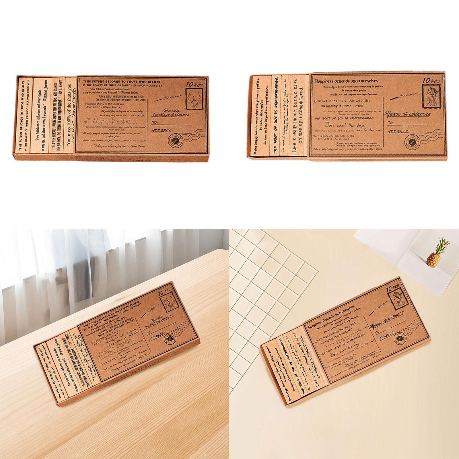 Art Craft Quotes - 木製スタンプセット 手作り装飾文具 ゴムスタンプ アートプロジェクト用のインスピレーションを与える引用句 教師用クラフト DIYレター