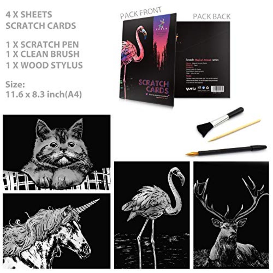レインボー スクラッチ アート ペイント ペーパー A4 大 - Art Craft Night のレビューと価格