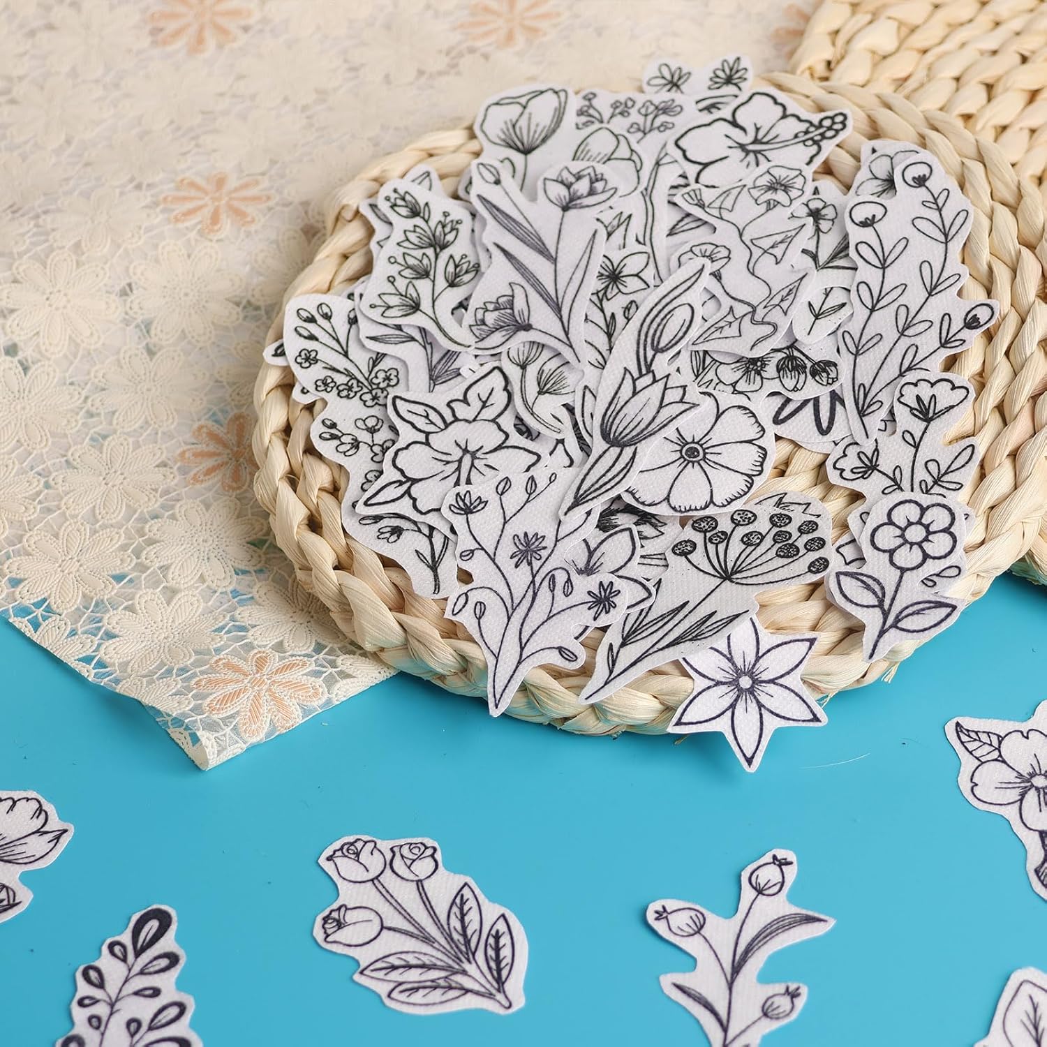 50 個の水溶性刺繍スタビライザー、プリント済みの花と葉のパ - Art Craft Items のレビューと価格