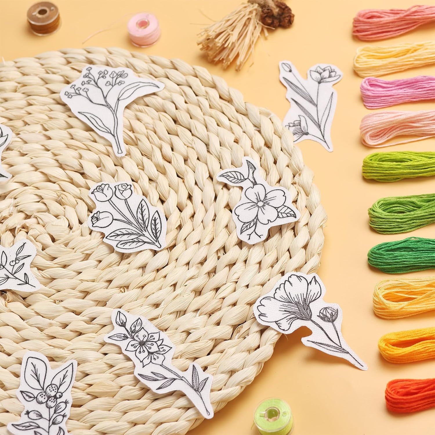 50 個の水溶性刺繍スタビライザー、プリント済みの花と葉のパ - Art Craft Items のレビューと価格