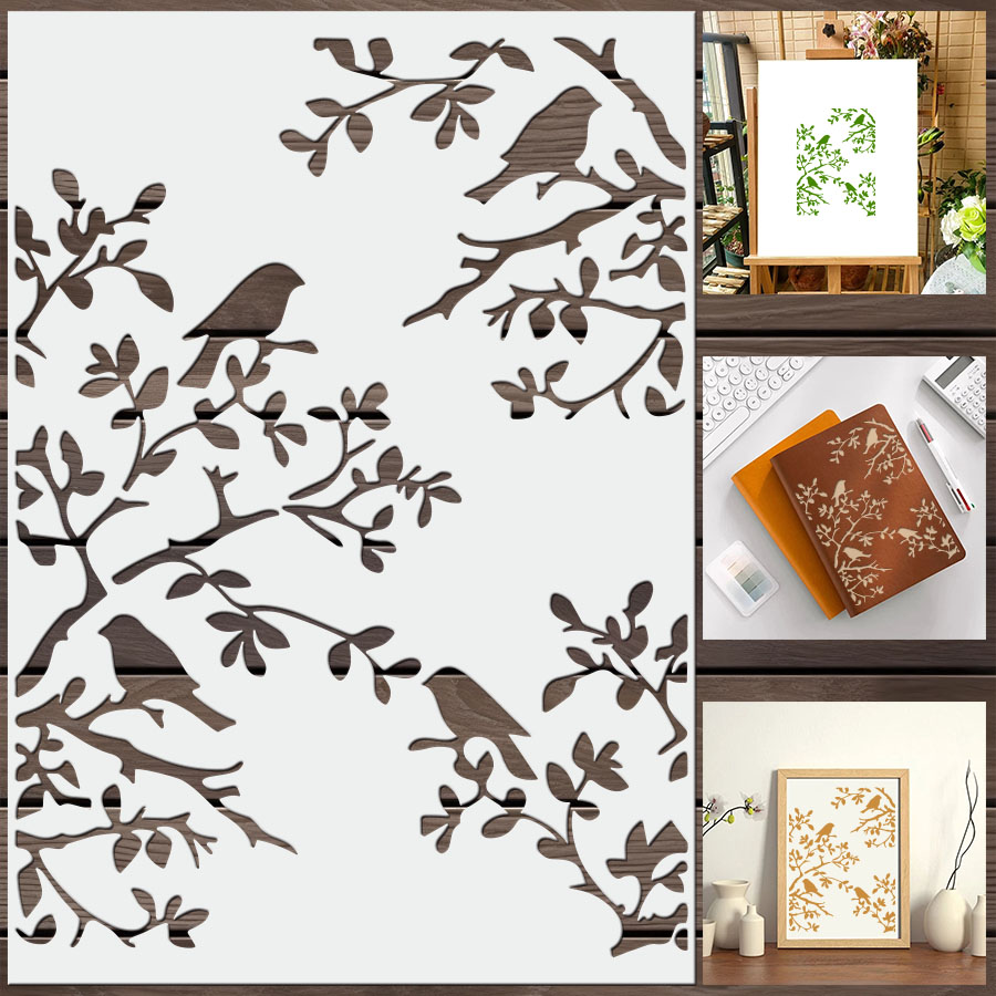 DIY鳥の枝ステンシル 壁画装飾用 1個 |   アートジャ - Art Craft Journal のレビューと価格