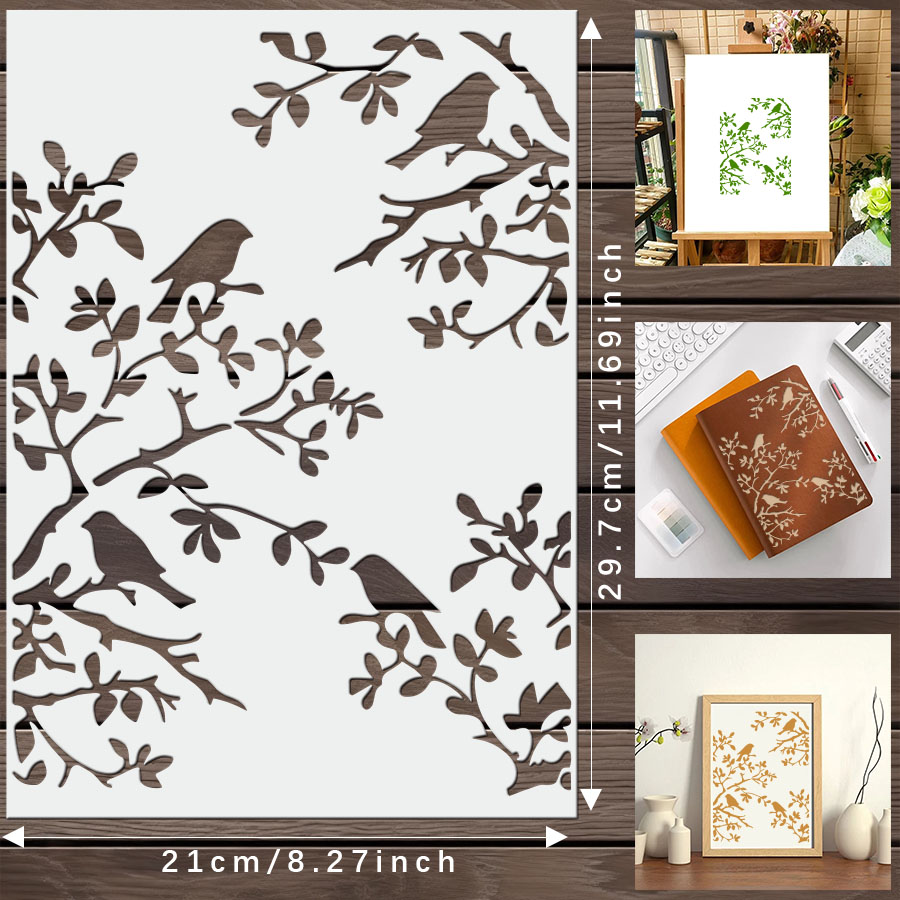 DIY鳥の枝ステンシル 壁画装飾用 1個 |   アートジャ - Art Craft Journal のレビューと価格