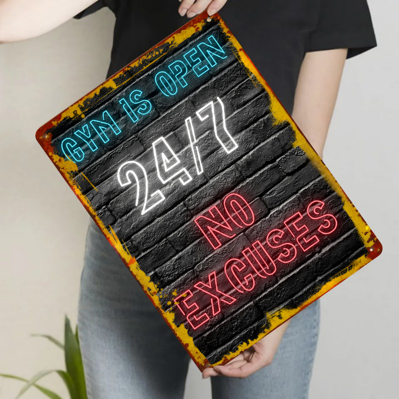 ジム24時間営業 ネオン効果メタルウォールアート インスピレ - Art Craft Quotes のレビューと価格