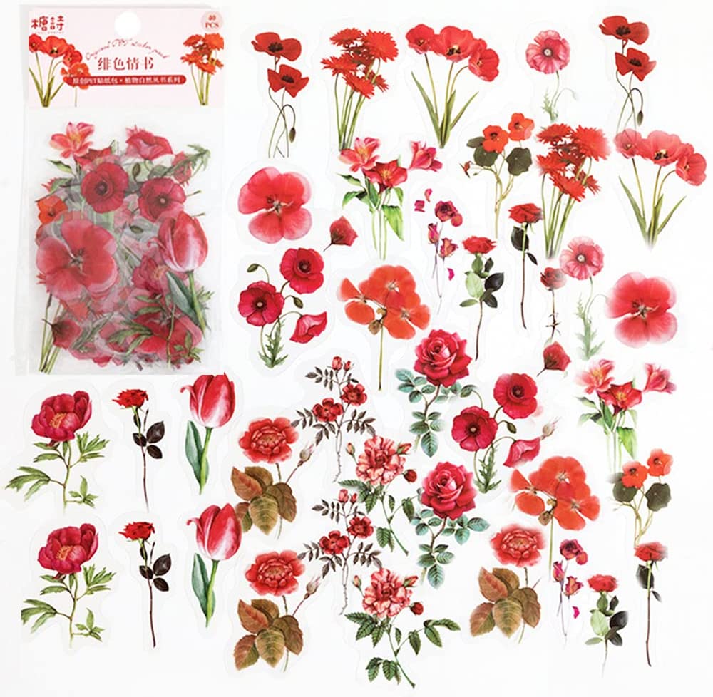 ペットの透明な花のスクラップブックステッカー、自然な花のジャ - Art Craft Journal のレビューと価格