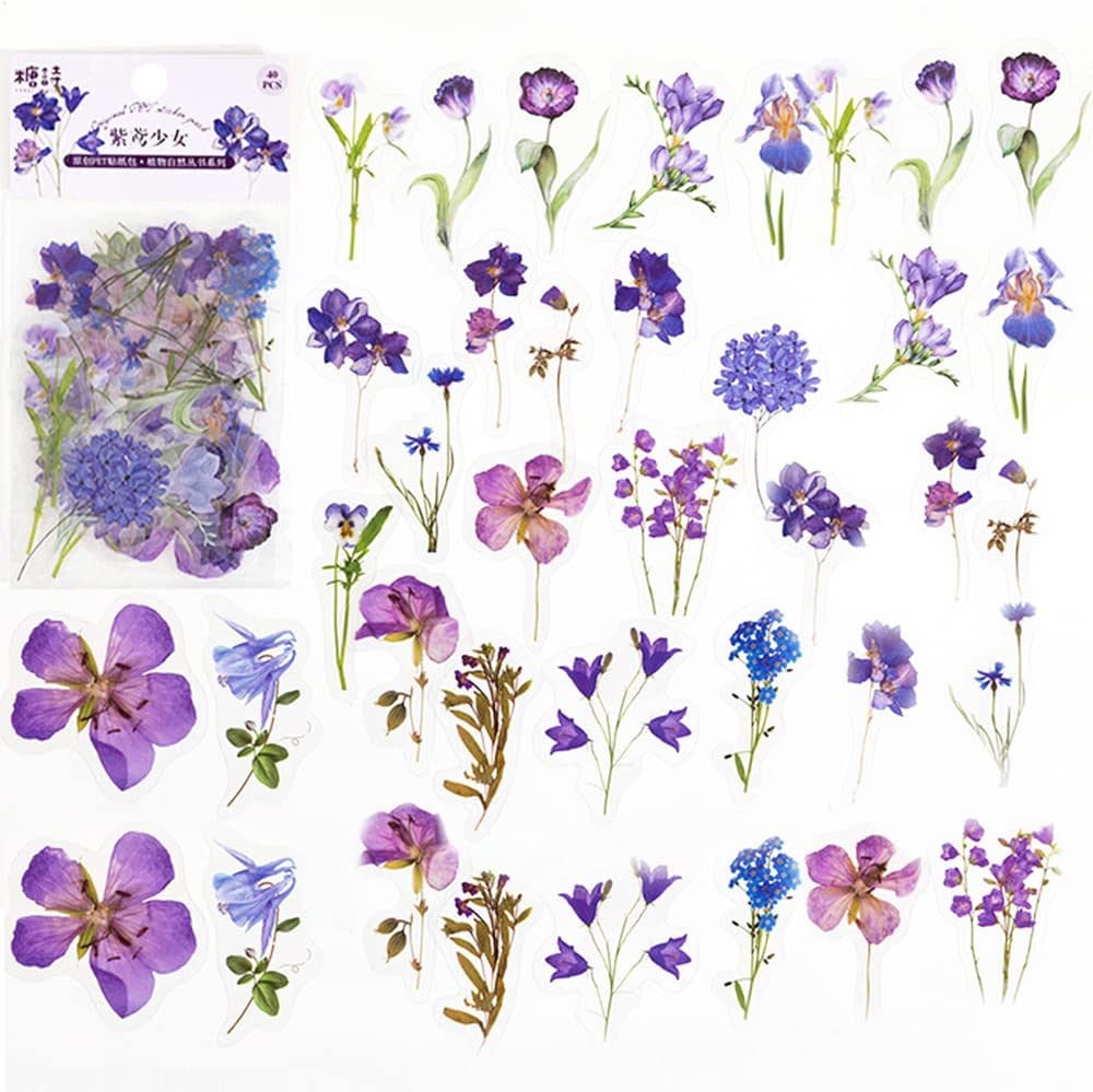 ペットの透明な花のスクラップブックステッカー、自然な花のジャ - Art Craft Journal のレビューと価格