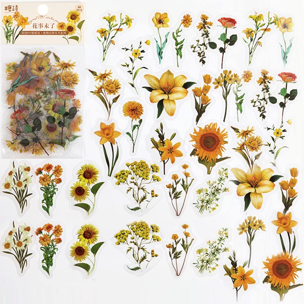 ペットの透明な花のスクラップブックステッカー、自然な花のジャ - Art Craft Journal のレビューと価格