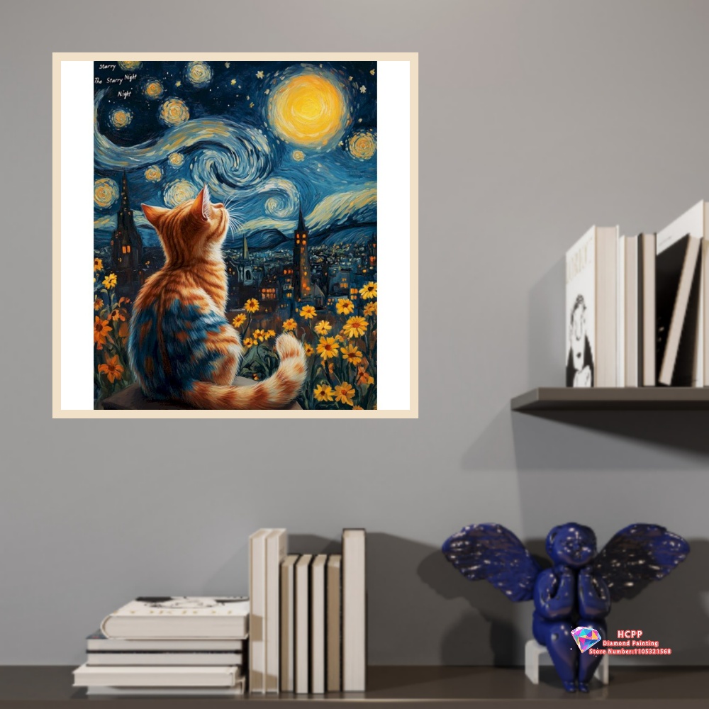 猫動物ダイヤモンドペインティングキット正方形丸型ダイヤモンド - Art Craft Night のレビューと価格