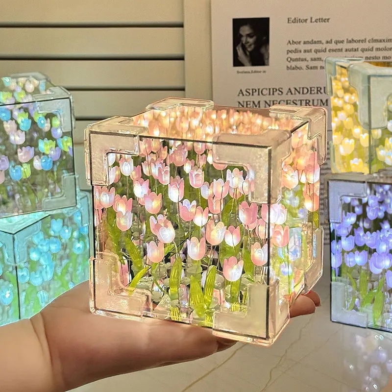 花の形をしたリップミラー,ベッドルームのテーブルランプ,手作 - Art Craft Night のレビューと価格