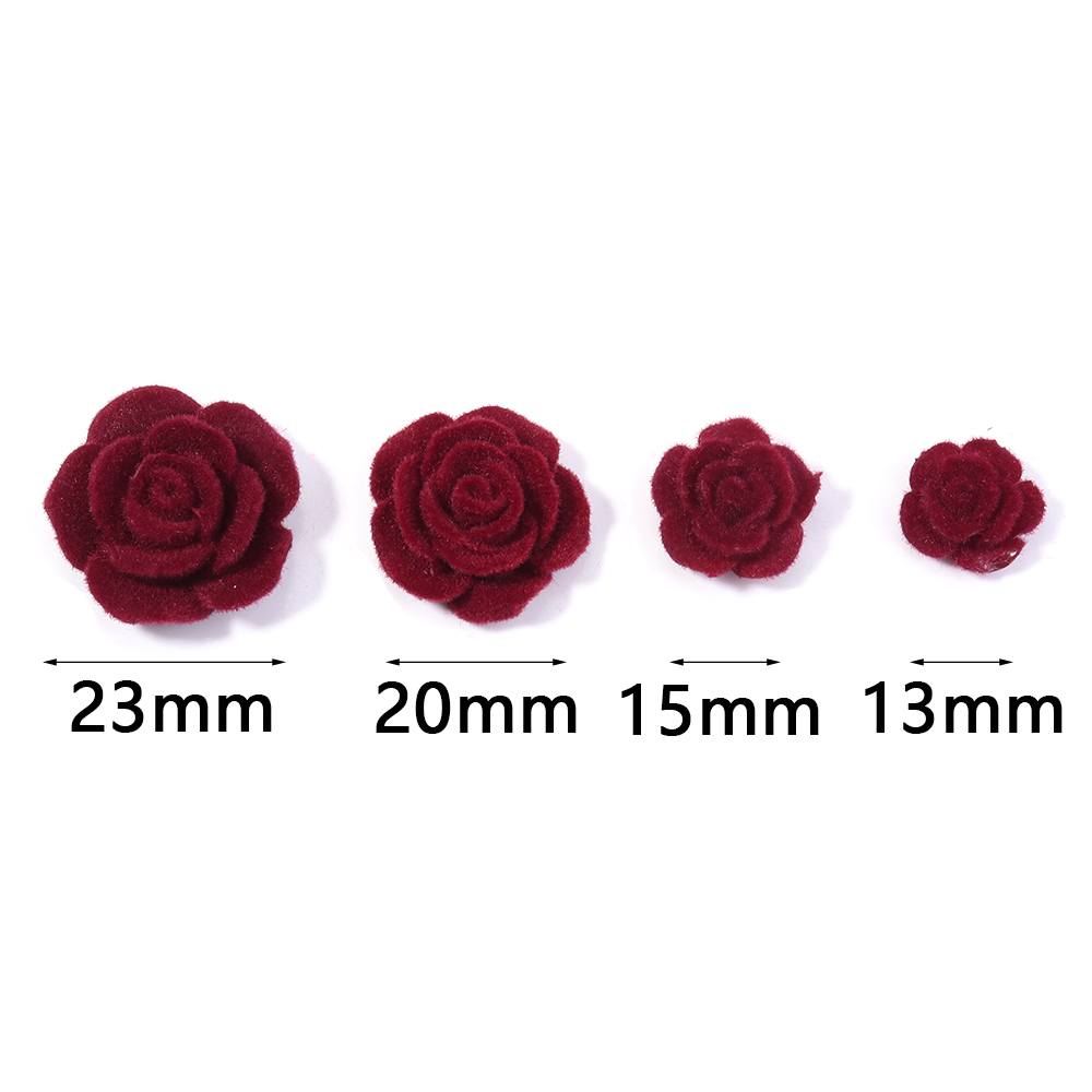 20 個樹脂ローズフラワーワインレッドフラットバック植毛花  - Art Craft Items のレビューと価格