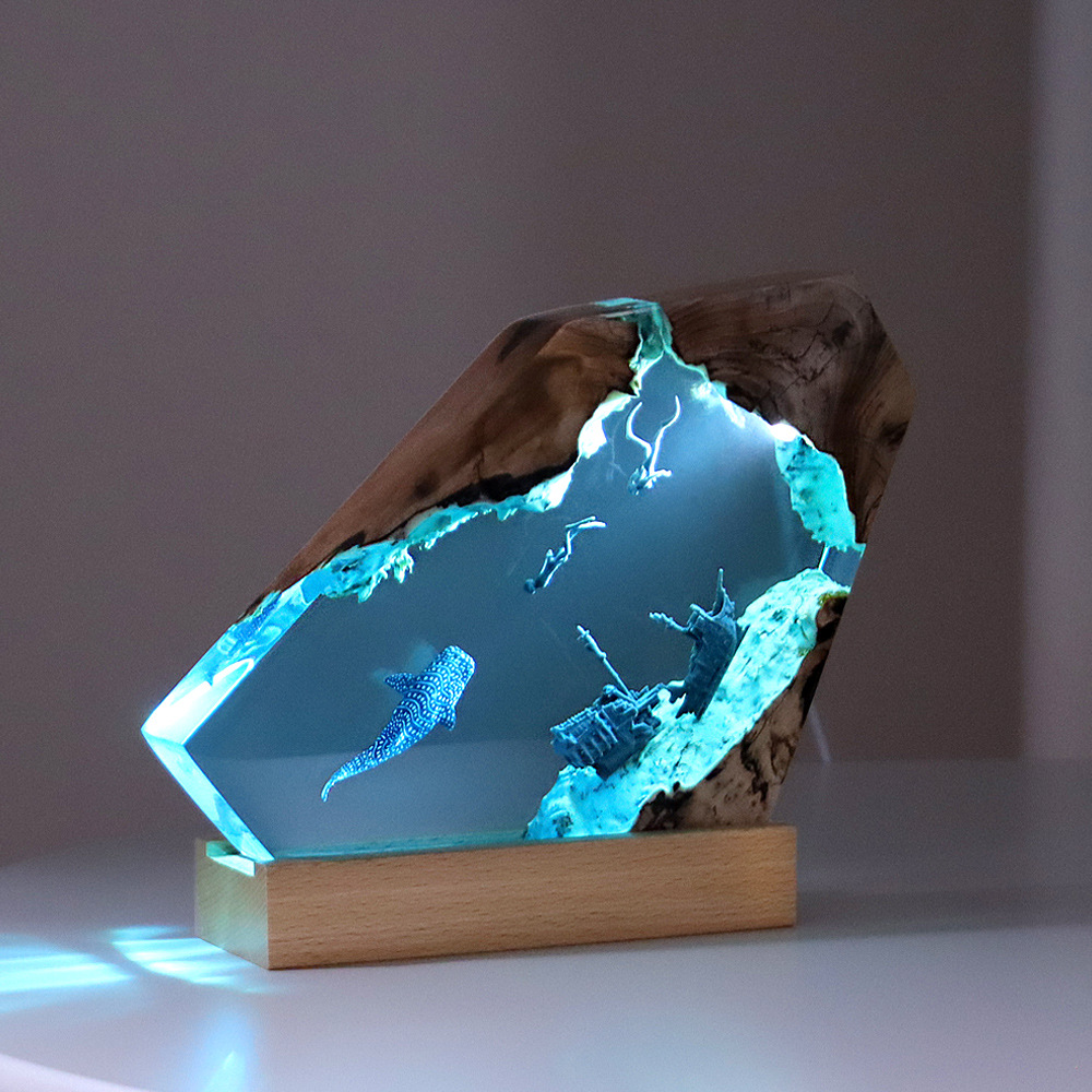 エポキシ樹脂製の発光卓上ランプ,常夜灯,アートクラフト,クリ - Art Craft Night のレビューと価格