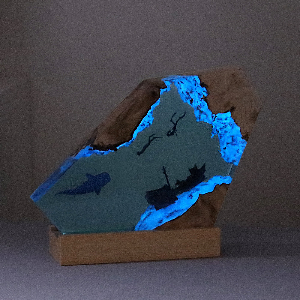 エポキシ樹脂製の発光卓上ランプ,常夜灯,アートクラフト,クリ - Art Craft Night のレビューと価格