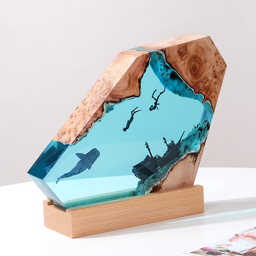 エポキシ樹脂製の発光卓上ランプ,常夜灯,アートクラフト,クリ - Art Craft Night のレビューと価格