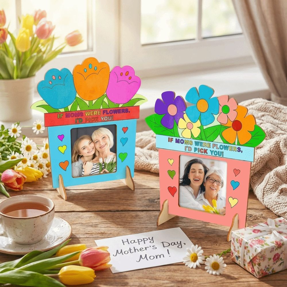 未完成の木製額縁 花の色を自分で塗り絵するDIYフォトフレー - Art Craft For Kindergarten のレビューと価格