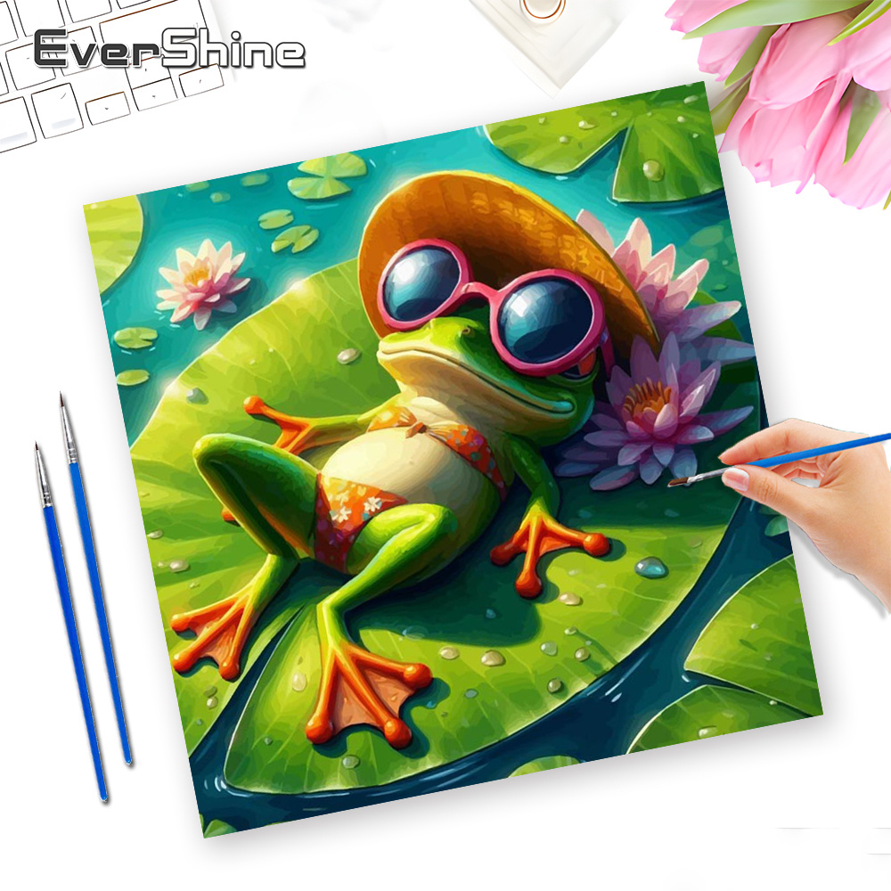 エバーシャイン油絵数字塗り絵セット カエル 動物 大人向け  - Art Craft Number のレビューと価格