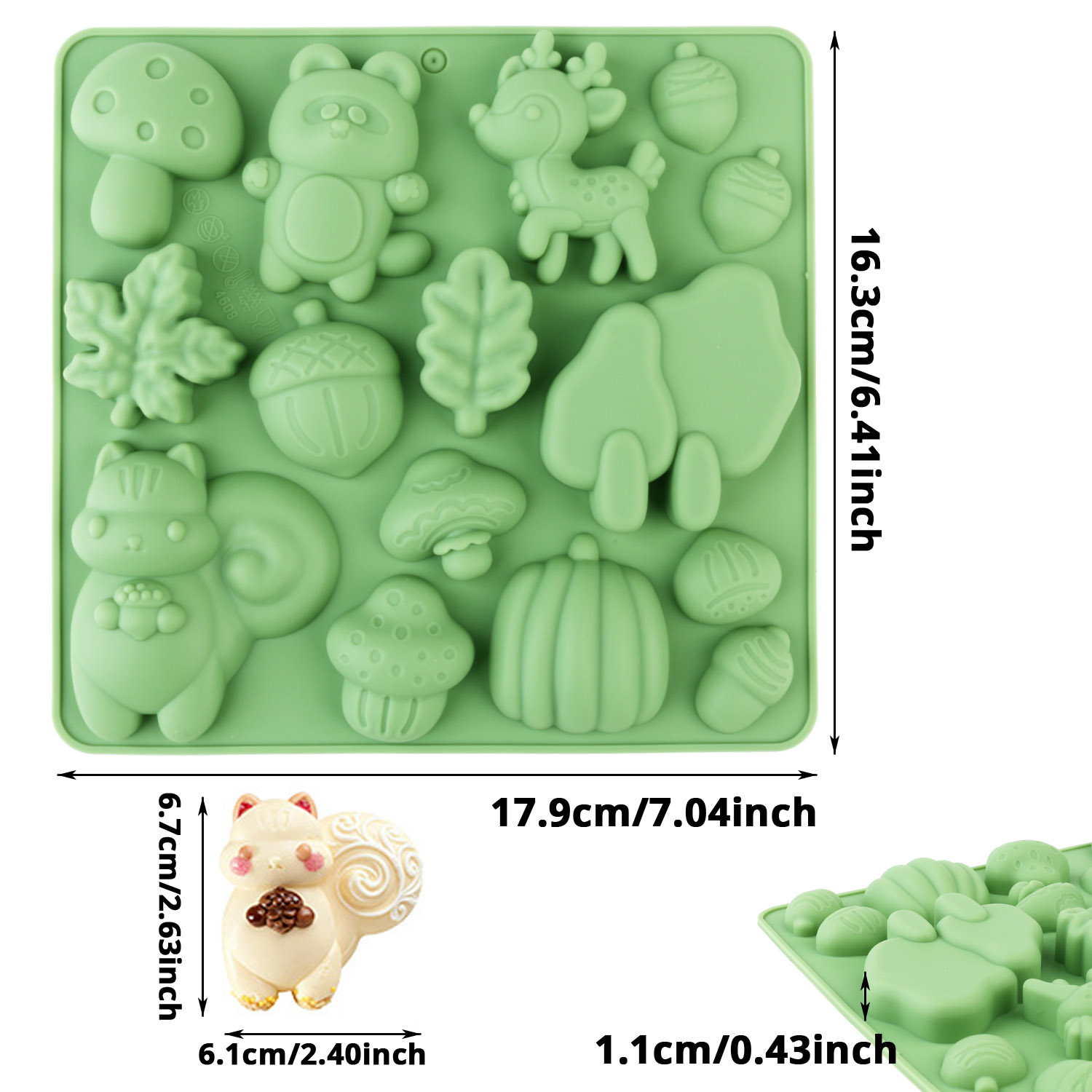 1個の動物の形をしたシリコンケーキ型、リスや鹿など、様々な動 - Art Craft Model のレビューと価格
