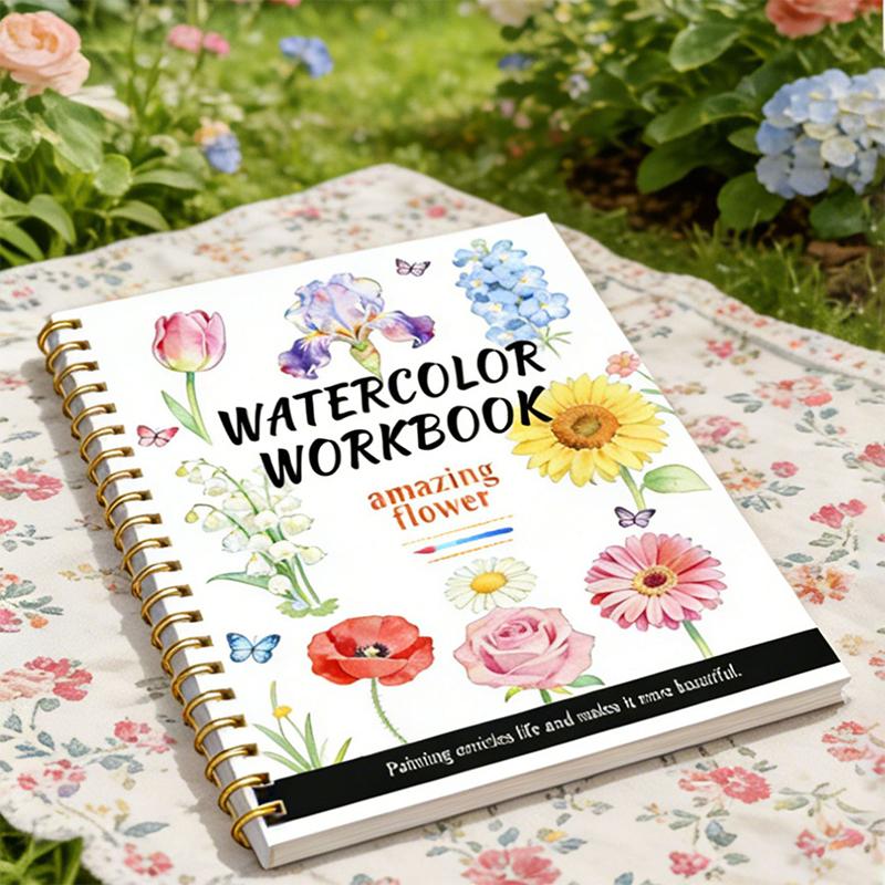 ホットセールスパイラル綴じ水彩画花柄ワークブック厚紙初心者向 - Art Craft Items のレビューと価格