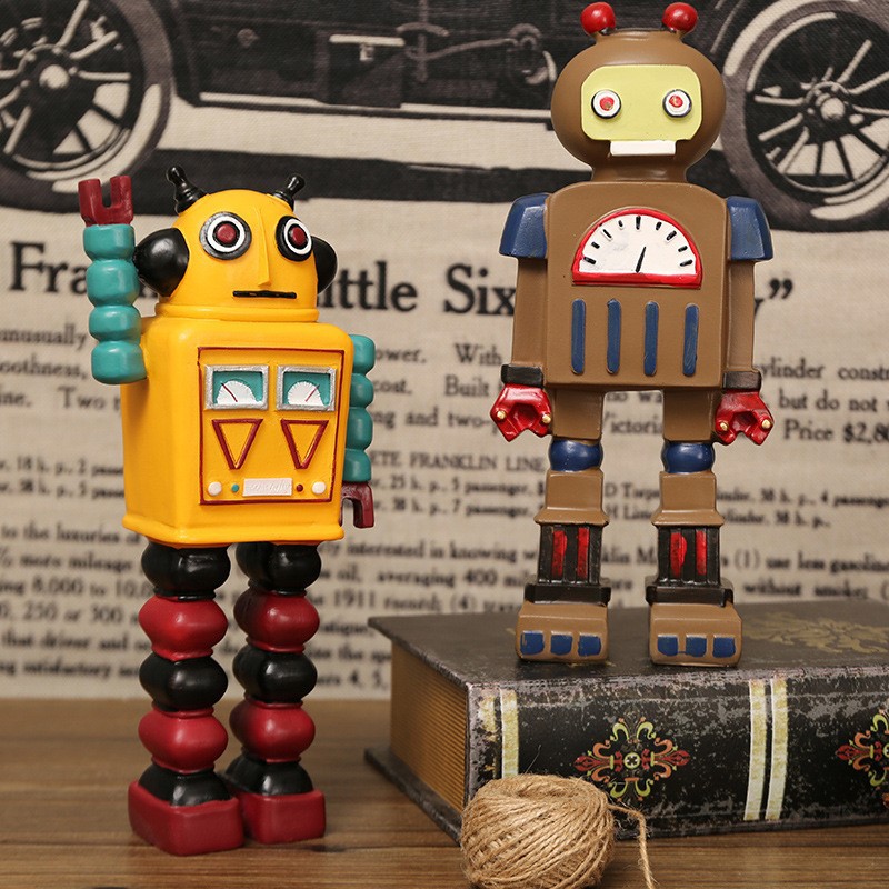 漫画ロボット像の置物工芸品かわいいオフィス癒しの装飾家の窓の - Art Craft Robot のレビューと価格