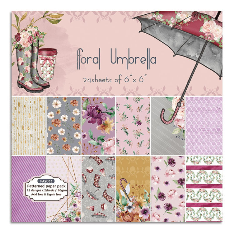 24枚/パック 花柄傘 クラフトペーパーパッド カッティング - Art Craft Umbrella のレビューと価格