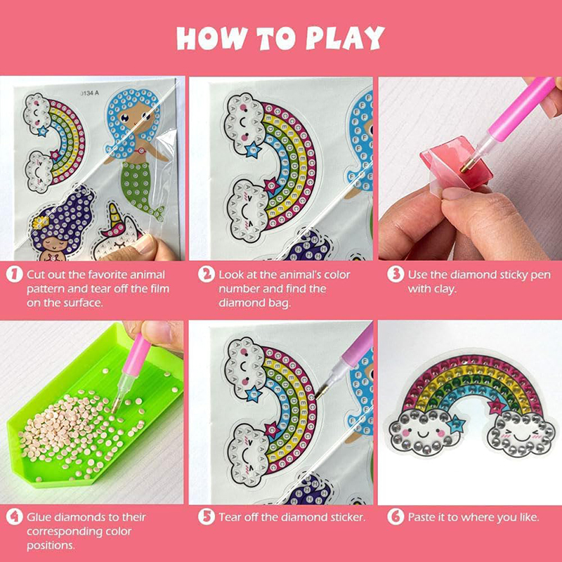 子供のための5dダイヤモンド絵画ステッカー,アートクラフト, - Art Craft Ideas With Paper のレビューと価格