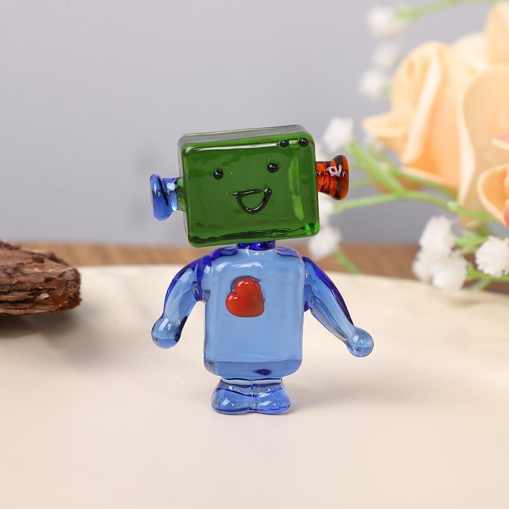 ユニークなカラフルな顔のロボットオーナメント透明アートクラフ - Art Craft Robot のレビューと価格