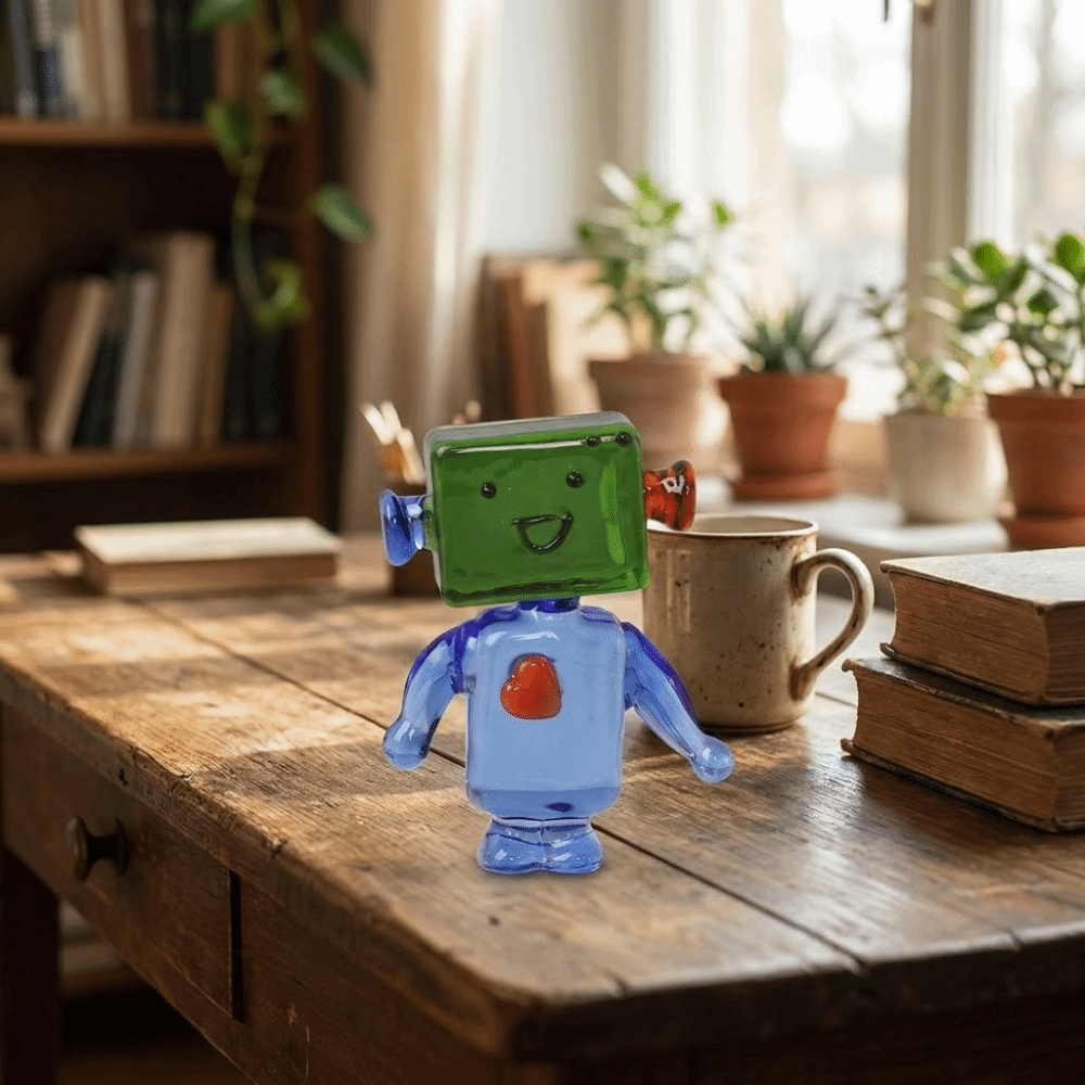 ユニークなカラフルな顔のロボットオーナメント透明アートクラフ - Art Craft Robot のレビューと価格