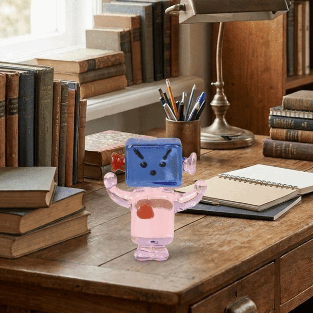 ユニークなカラフルな顔のロボットオーナメント透明アートクラフ - Art Craft Robot のレビューと価格