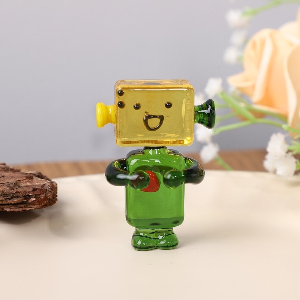 かわいいカラフルな顔のロボット装飾品漫画透明手作りガラスアー - Art Craft Robot のレビューと価格