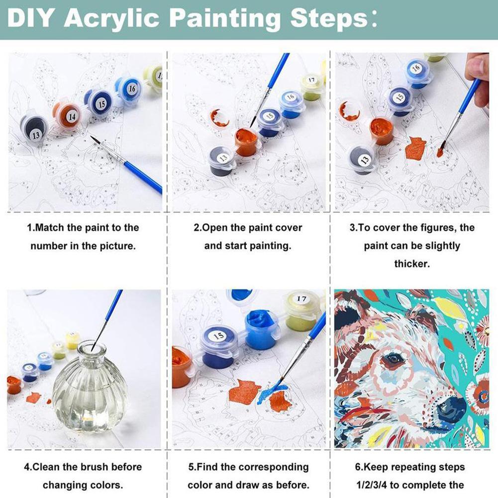 大人と子供のためのDIYペイントバイナンバーズキット、6種類 - Art Craft Number のレビューと価格