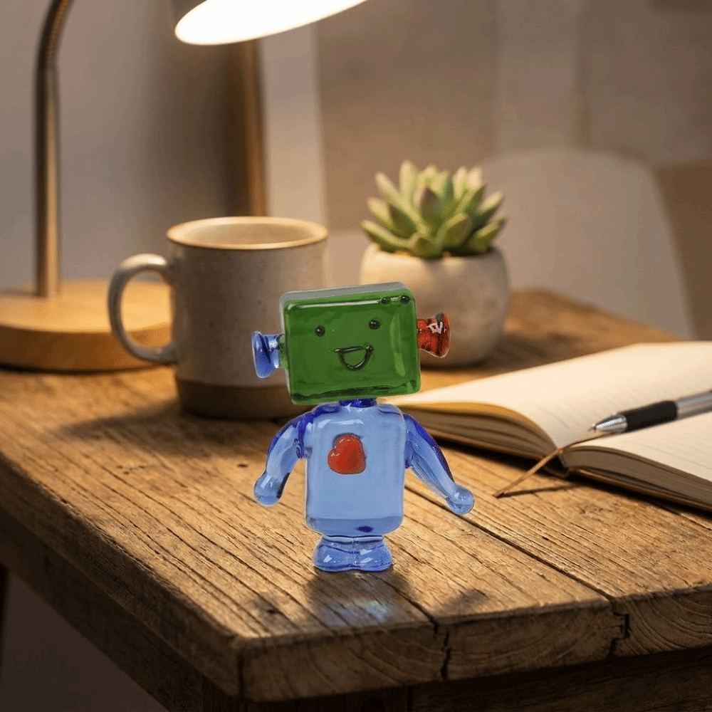 かわいいカラフルな顔のロボット装飾品透明アートクラフト手作り - Art Craft Robot のレビューと価格