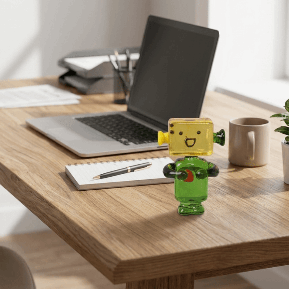 かわいいカラフルな顔のロボット装飾品透明アートクラフト手作り - Art Craft Robot のレビューと価格