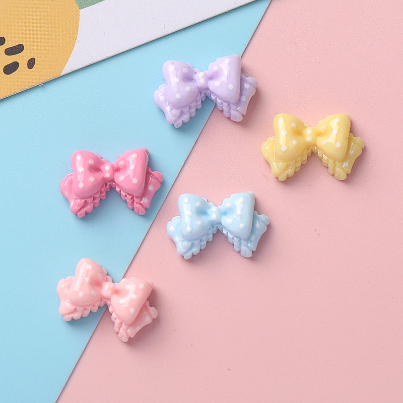 7色ミニリボン樹脂チャーム、水玉模様の光沢のあるフラットバッ - Art Craft Items のレビューと価格
